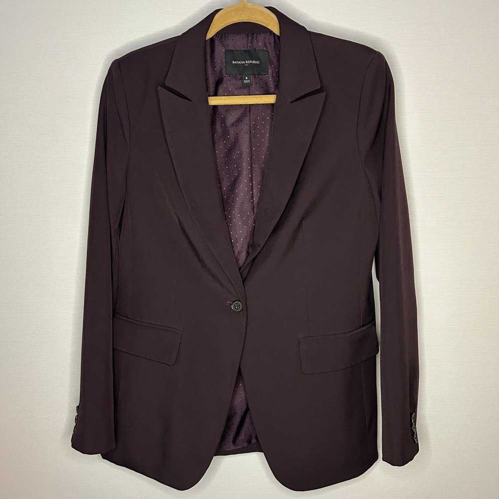 Banana Republic Midnight Lily Blazer Plum 8 Minimal Dark Corporate Goth Modern
